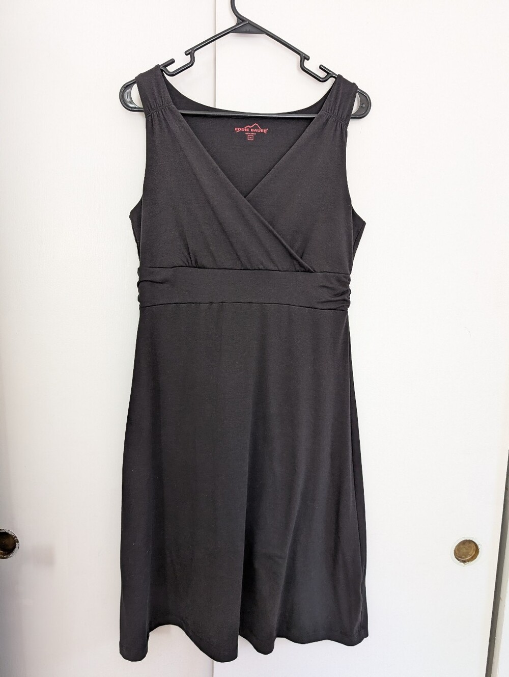 Eddie Bauer Black Sleeveless Wrap Front Dress Size Medium With Stretch